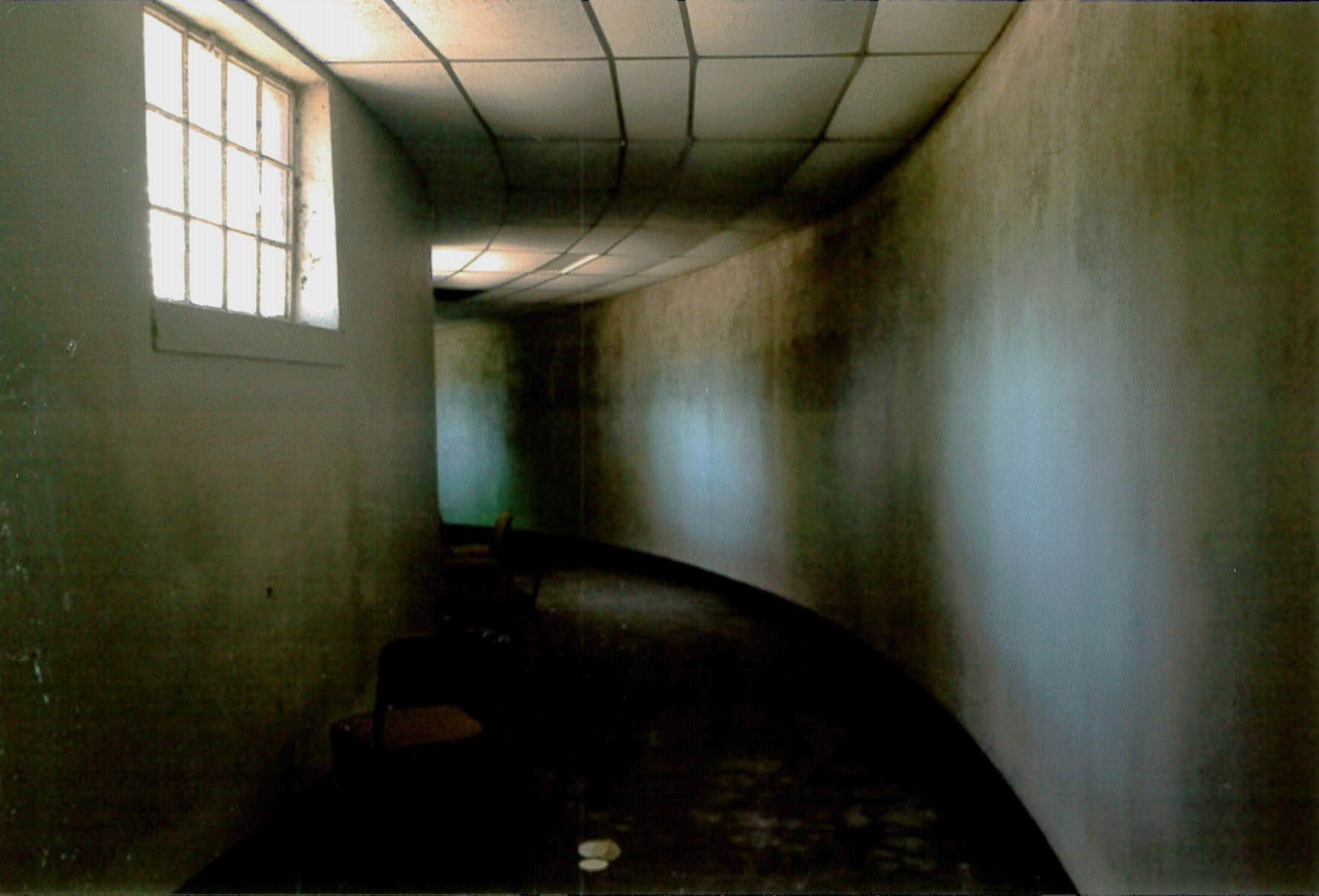 Interior, enclosed passageway to Building 205